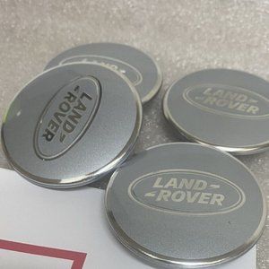 New 4 Land Range Rover Polished Silver Wheel Center Caps Brushed Silver Rims Cap